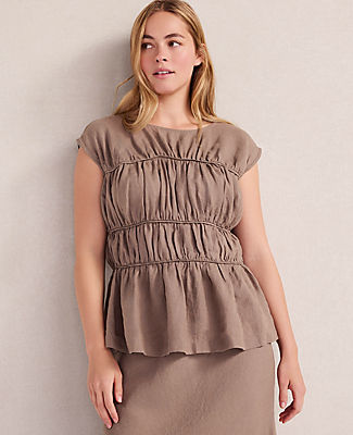 Ann Taylor Haven Well Within Linen Shirred Sleeveless Top