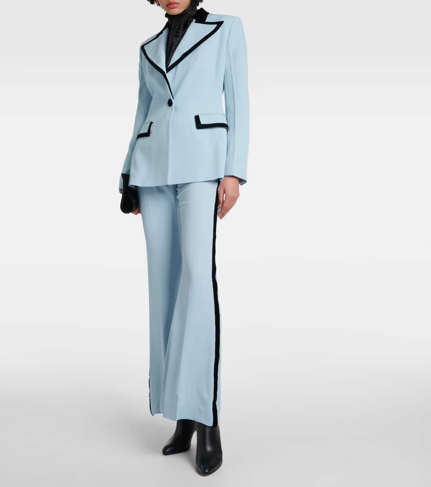 Velvet-trimmed cady flared pants