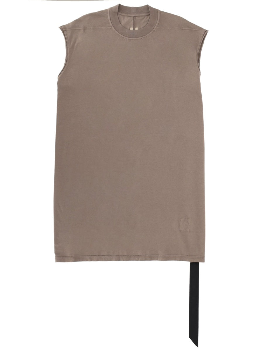 Men's Sleeveless Crew Neck Raw-Edge Longline Tank Shirt (Size S) 100% Cotton