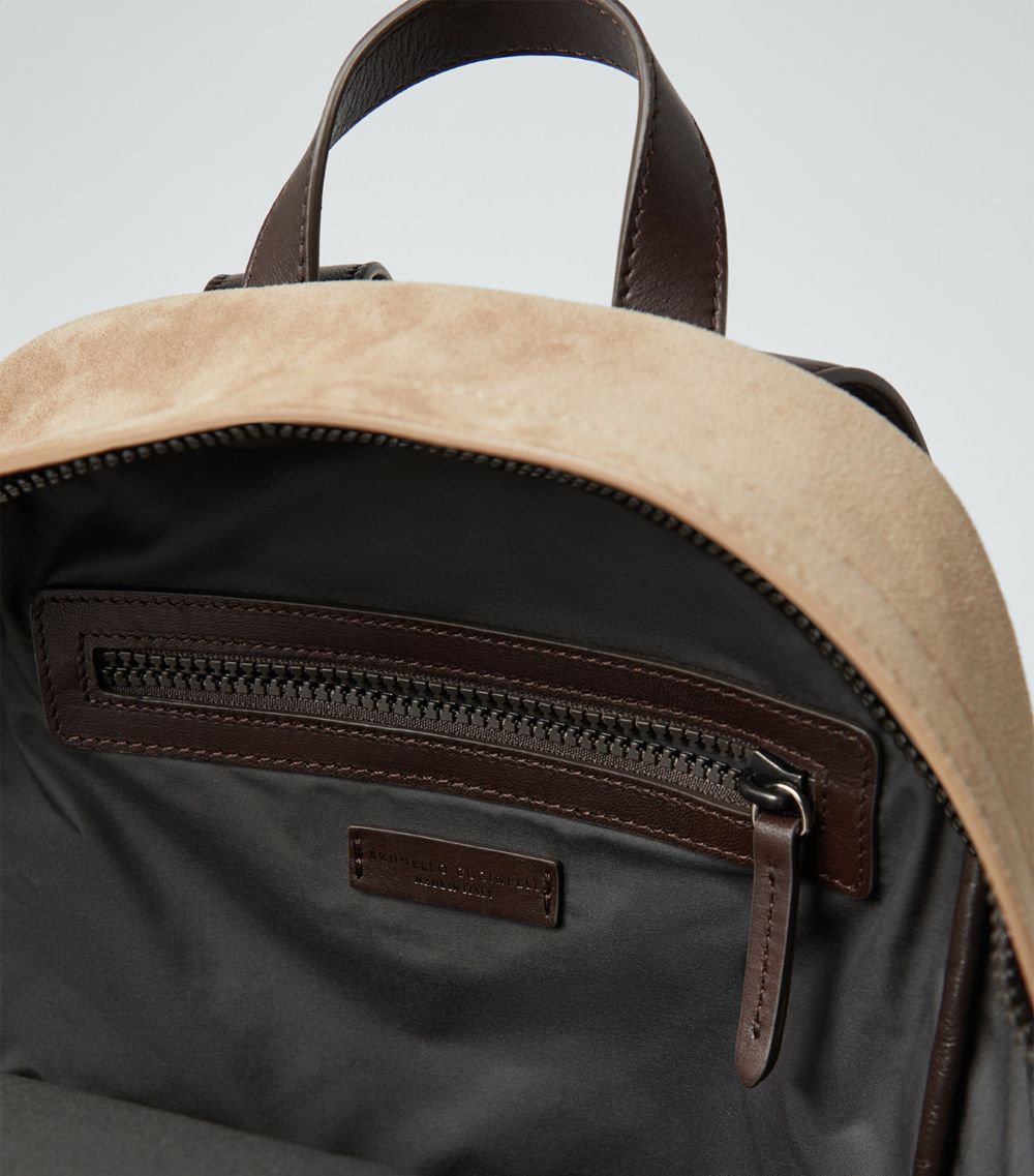 Curly Shearling and Leather Backpack