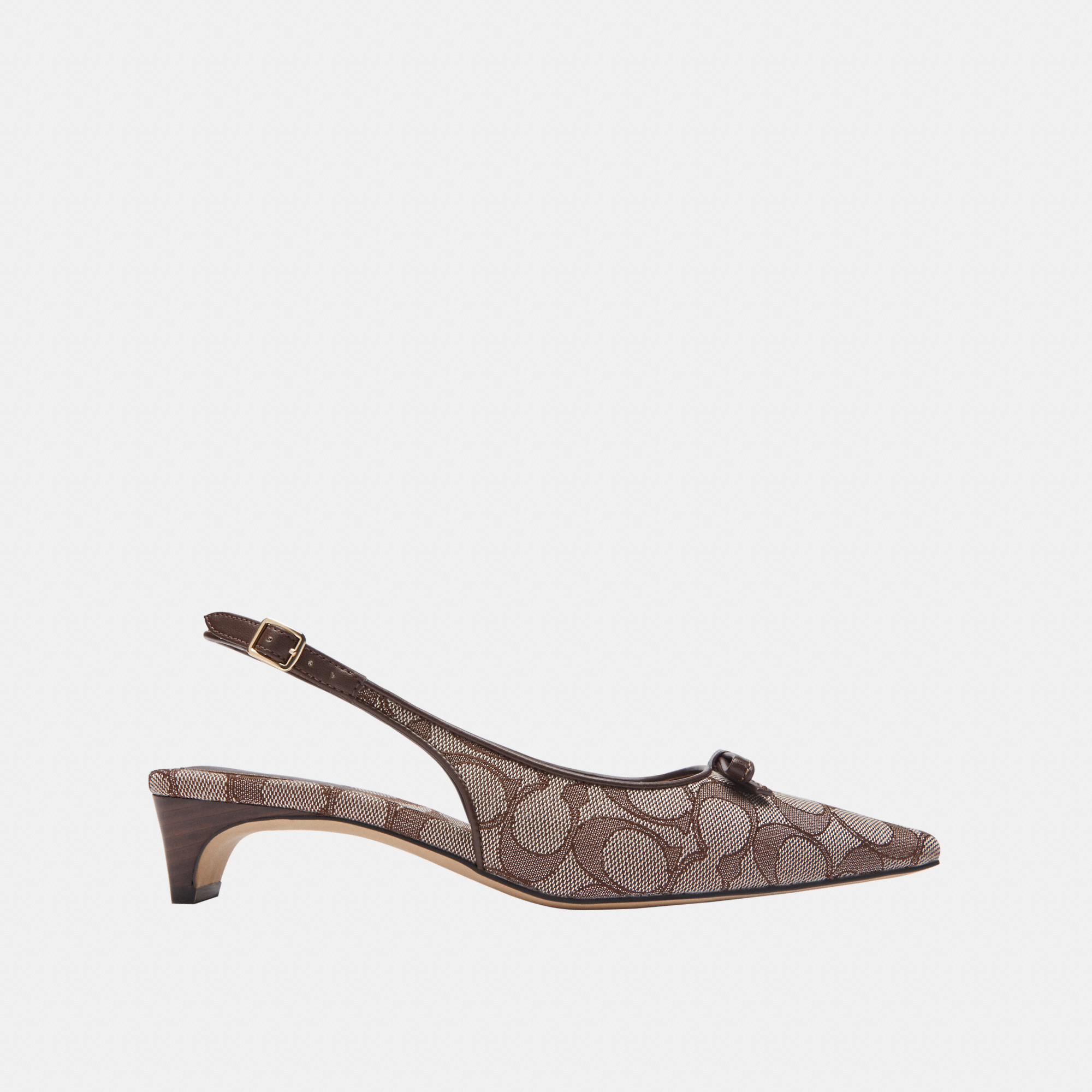 Coach Womens Bow Slingback Heel In Signature Jacquard - Multicolour