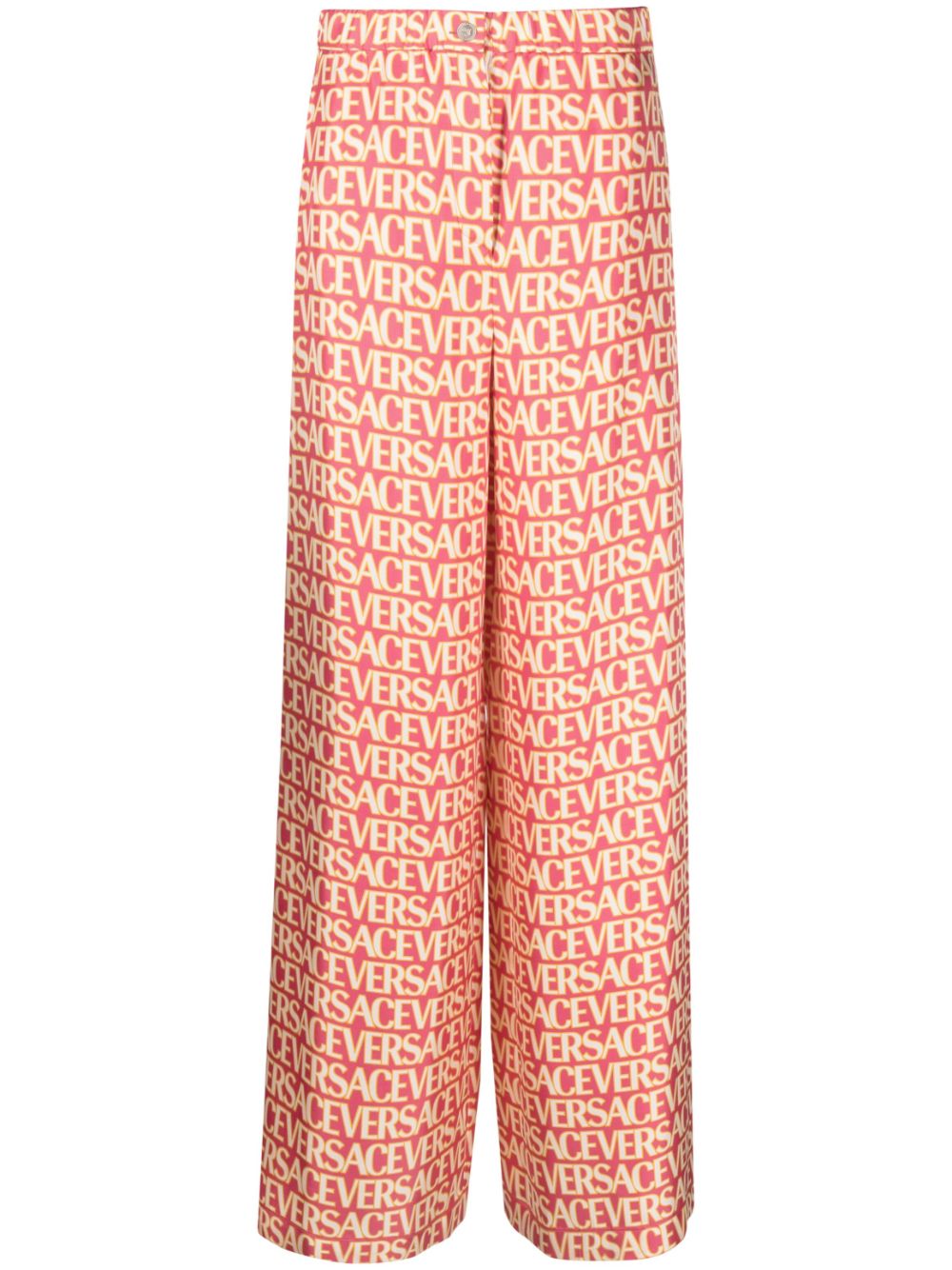 Logo-print silk palazzo pants - Pink