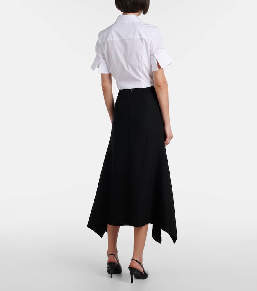 Draped virgin wool midi skirt