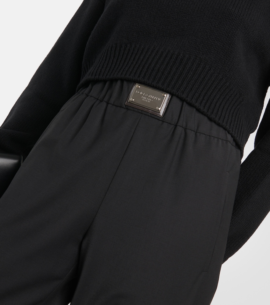 Wool-blend wide-leg pants