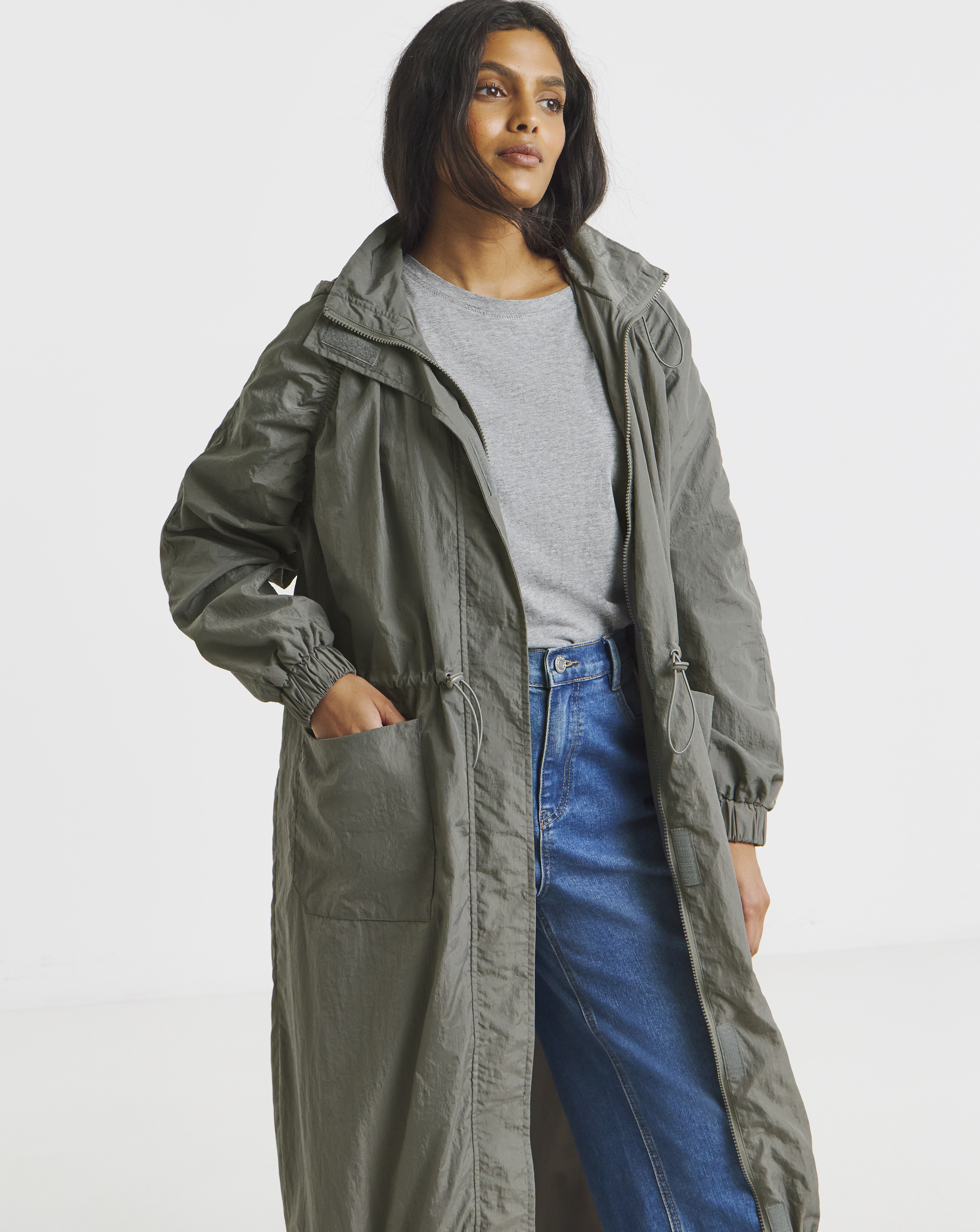 Grey Pocket Detail Parachute Parka