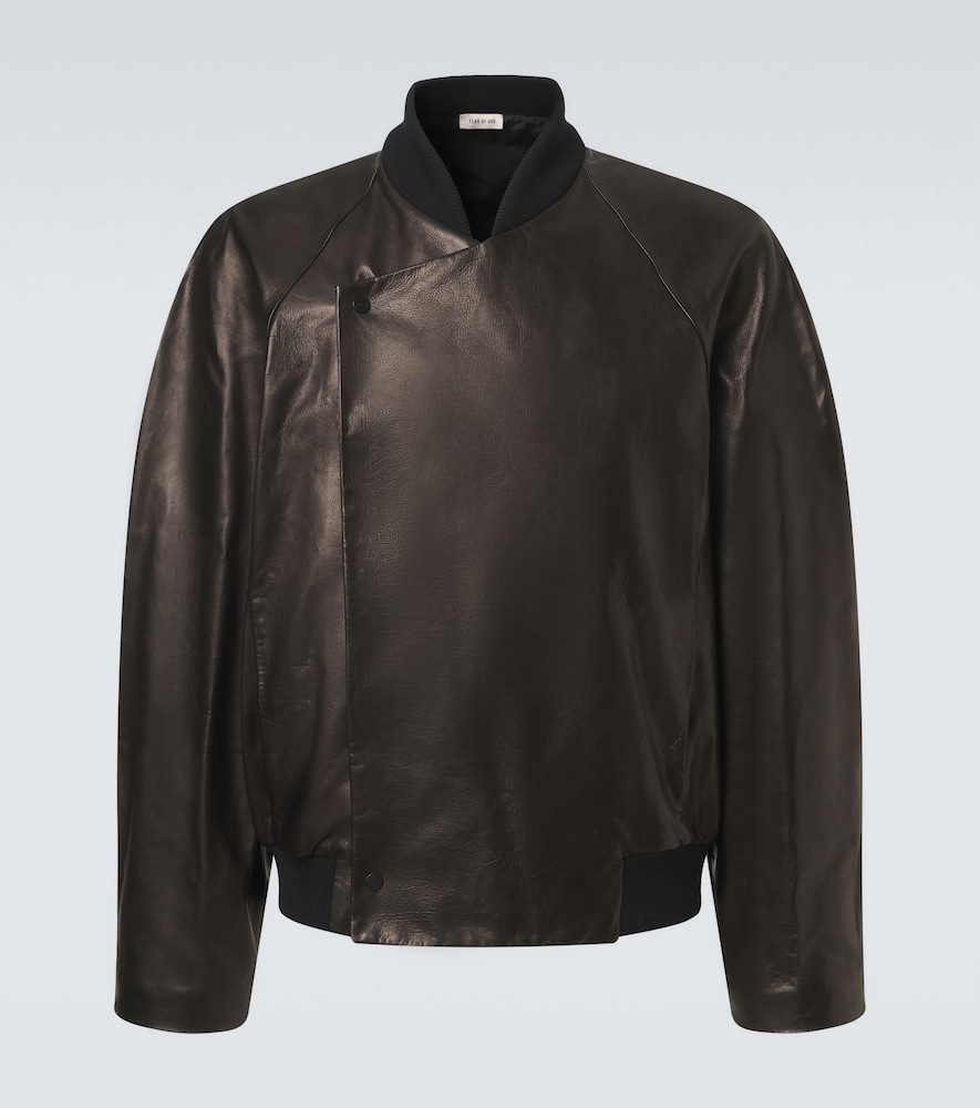 Leather bomber jacket