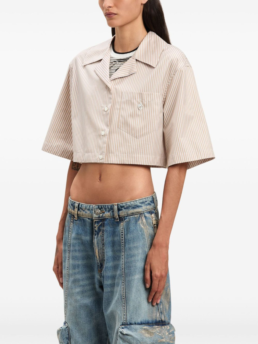 Logo cropped shirt - Neutrals