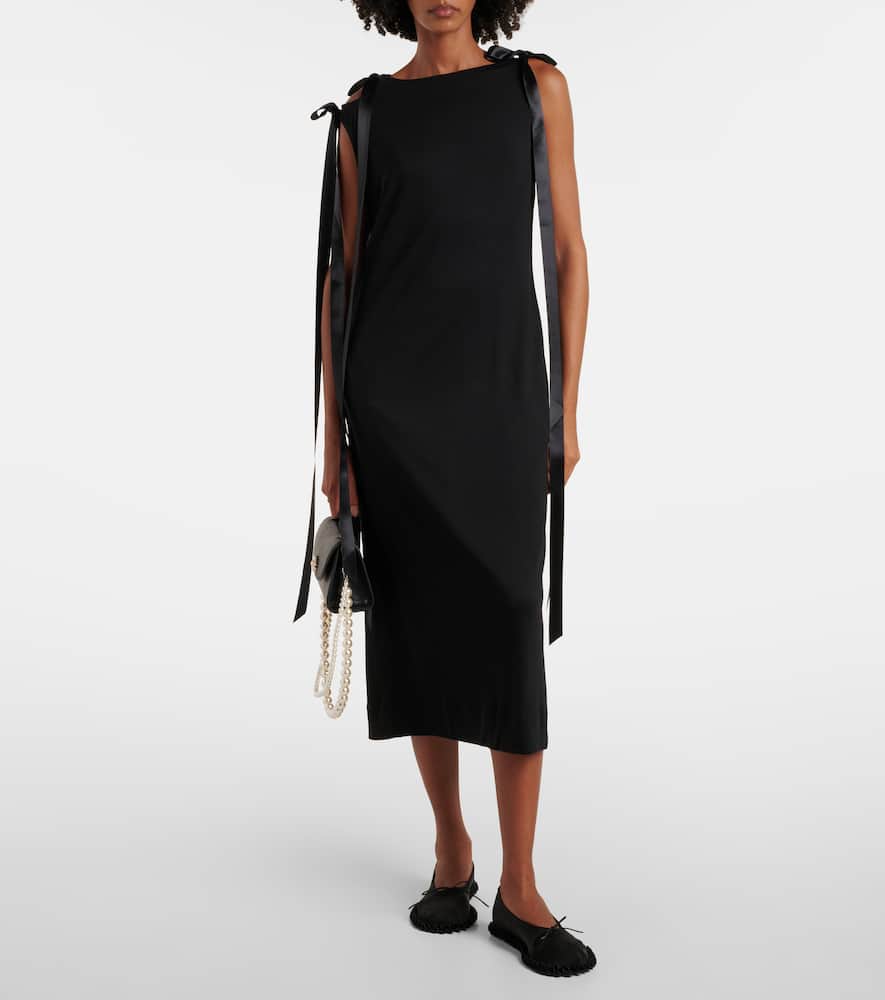 Bow-detail jersey midi dress