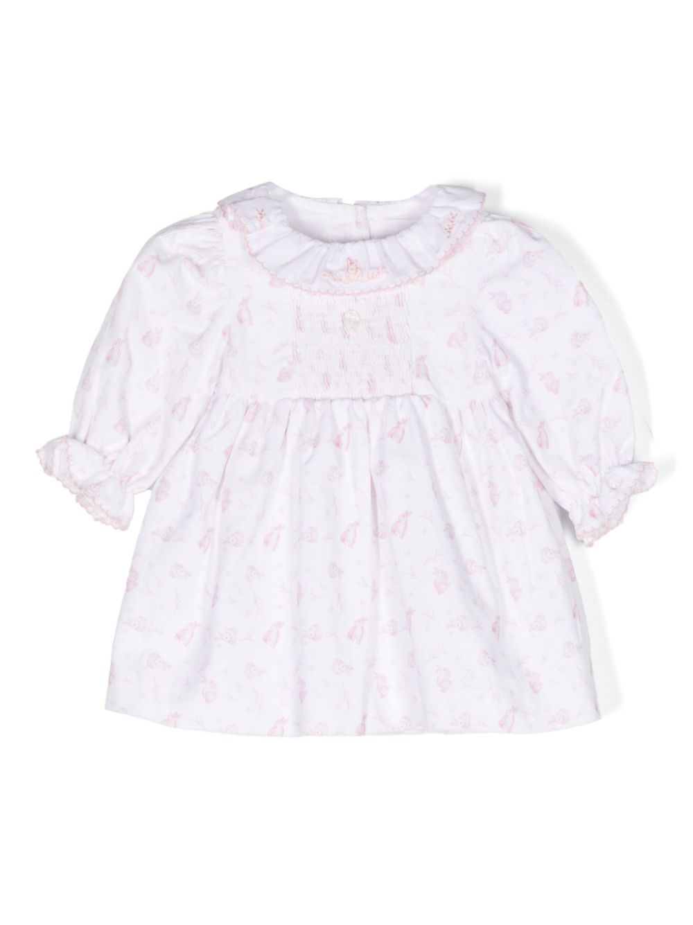Motif-print cotton dress - White