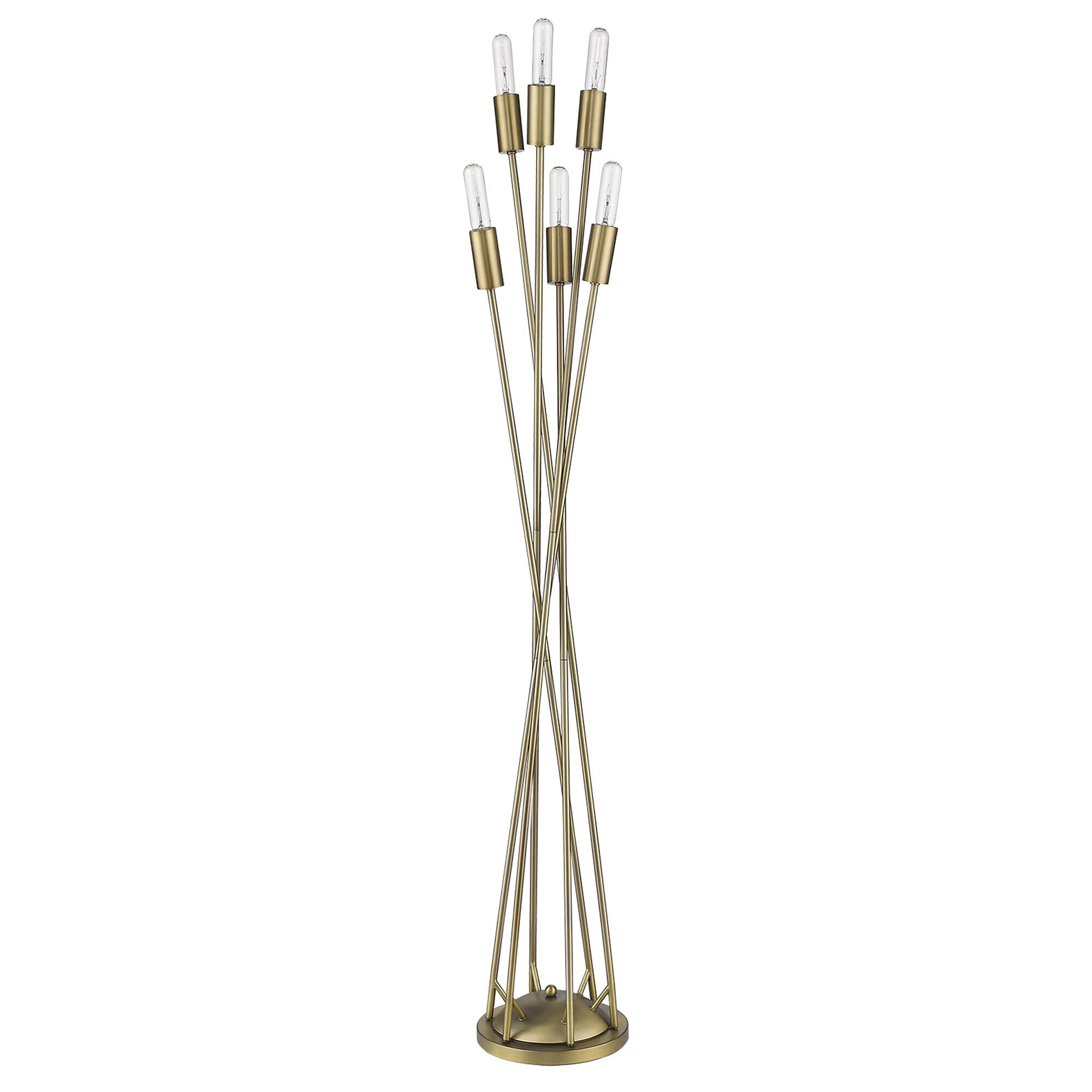Aged Brass Six Light Floor Lamp from the Perret Collection