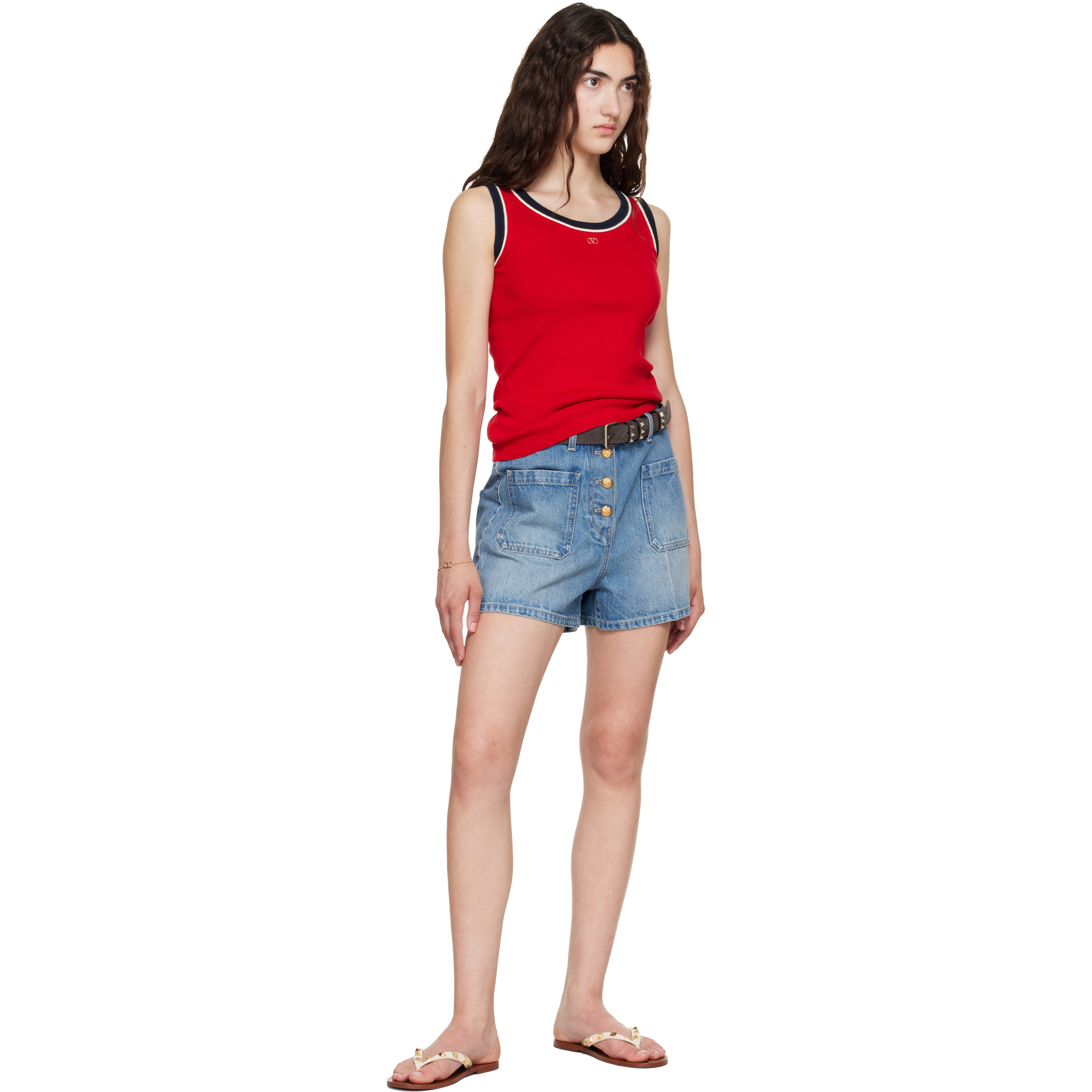 Blue Patch Pocket Denim Shorts