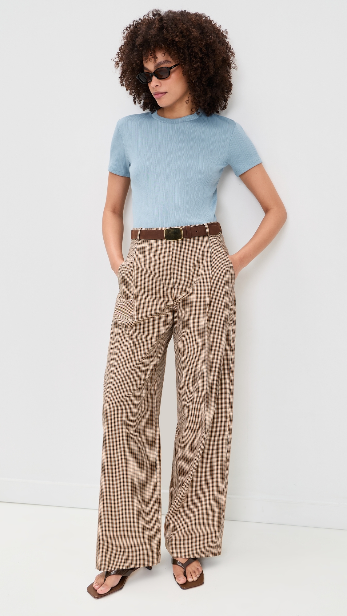 Ribbed Mock Neck Tee Del Mar