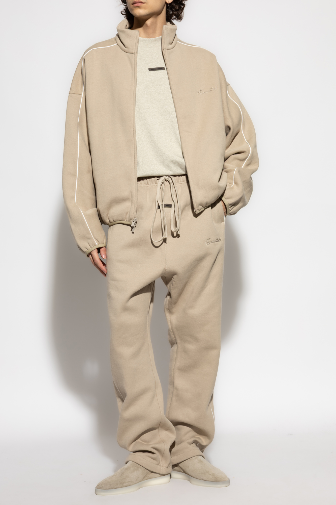 Sweatpants With Side Stripes, Men's, Beige