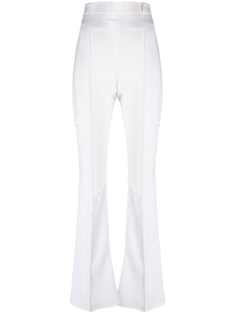 High-waisted flared trousers - White