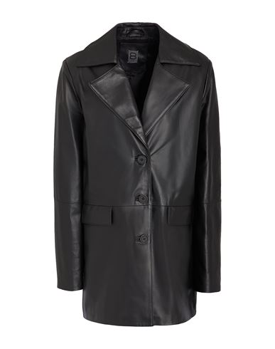 Leather Coat Woman Overcoat & Trench Coat Black Size 4 Lambskin