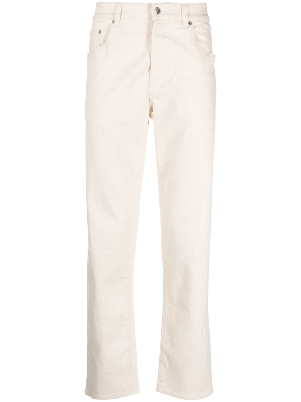 Logo-appliqué high-rise jeans - Neutrals