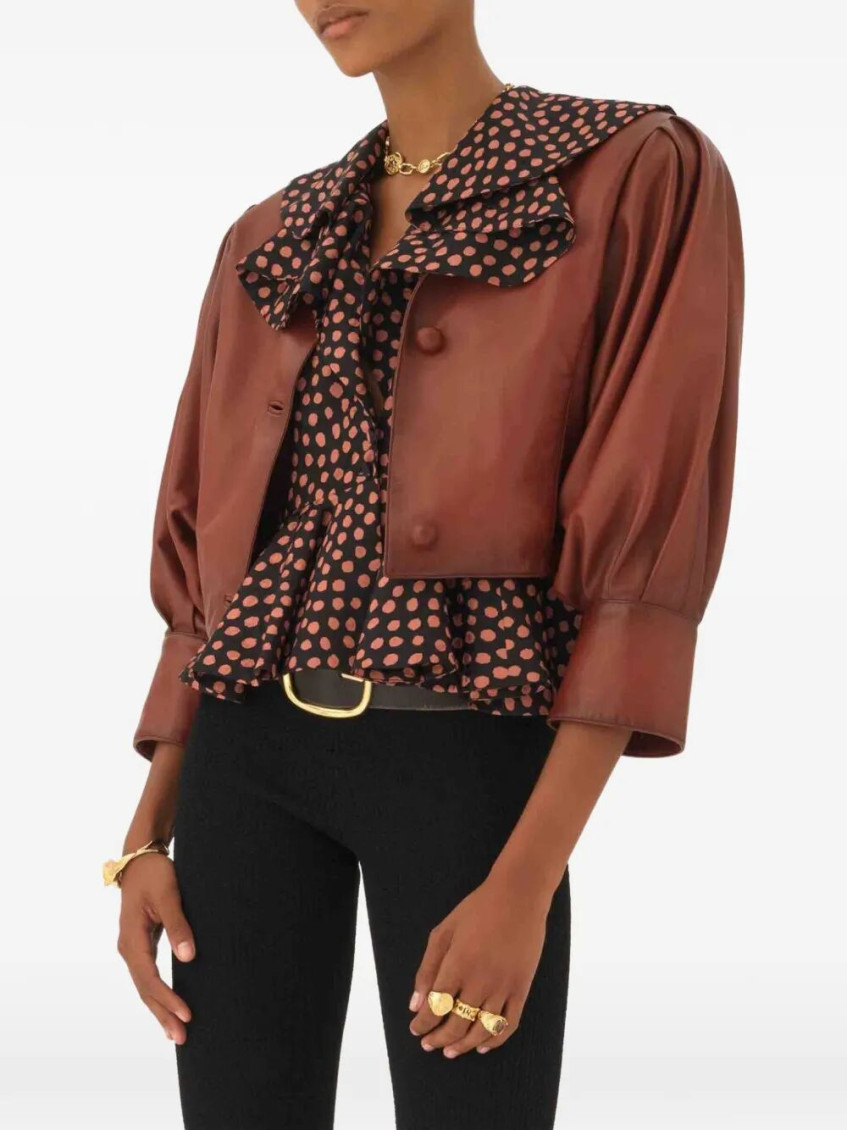 Cropped Collarless Jacket In PlongÉ Nappa Leather