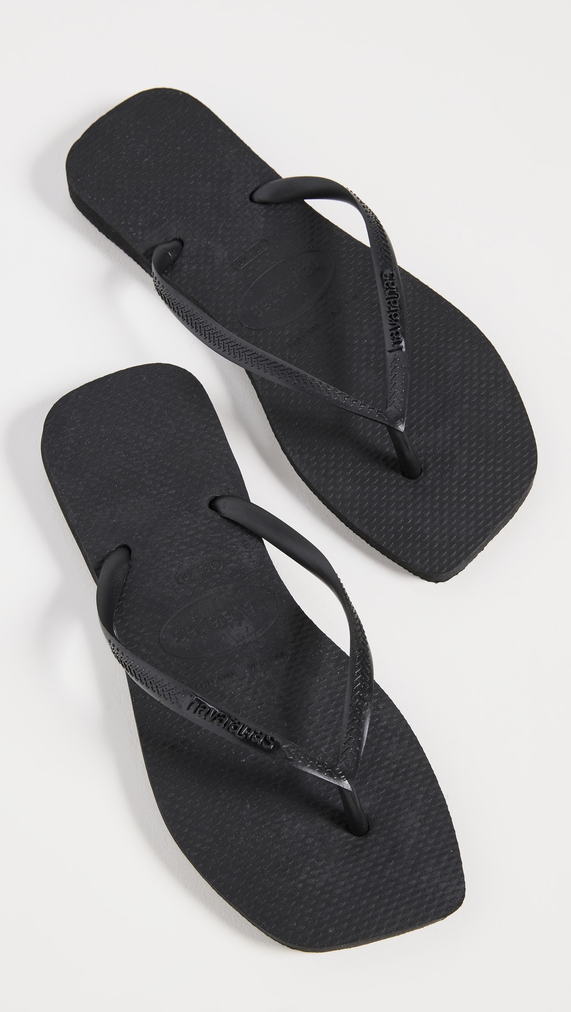 Slim Square Solid Flip Flops Black 8