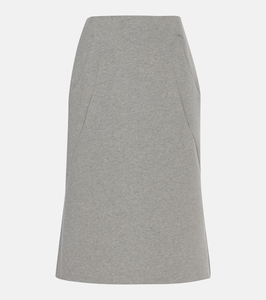 Cotton-blend midi skirt