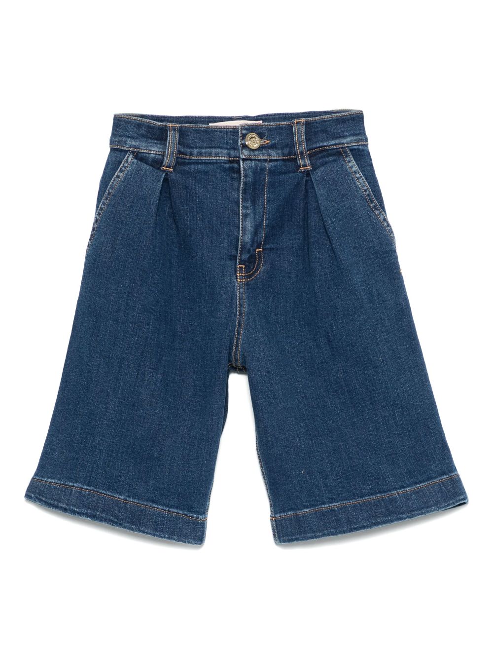 Pleated denim shorts - Blue