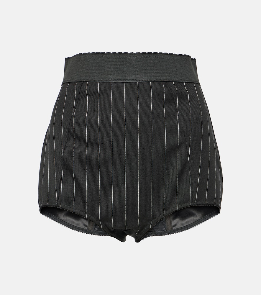 Pinstripe wool-blend shorts
