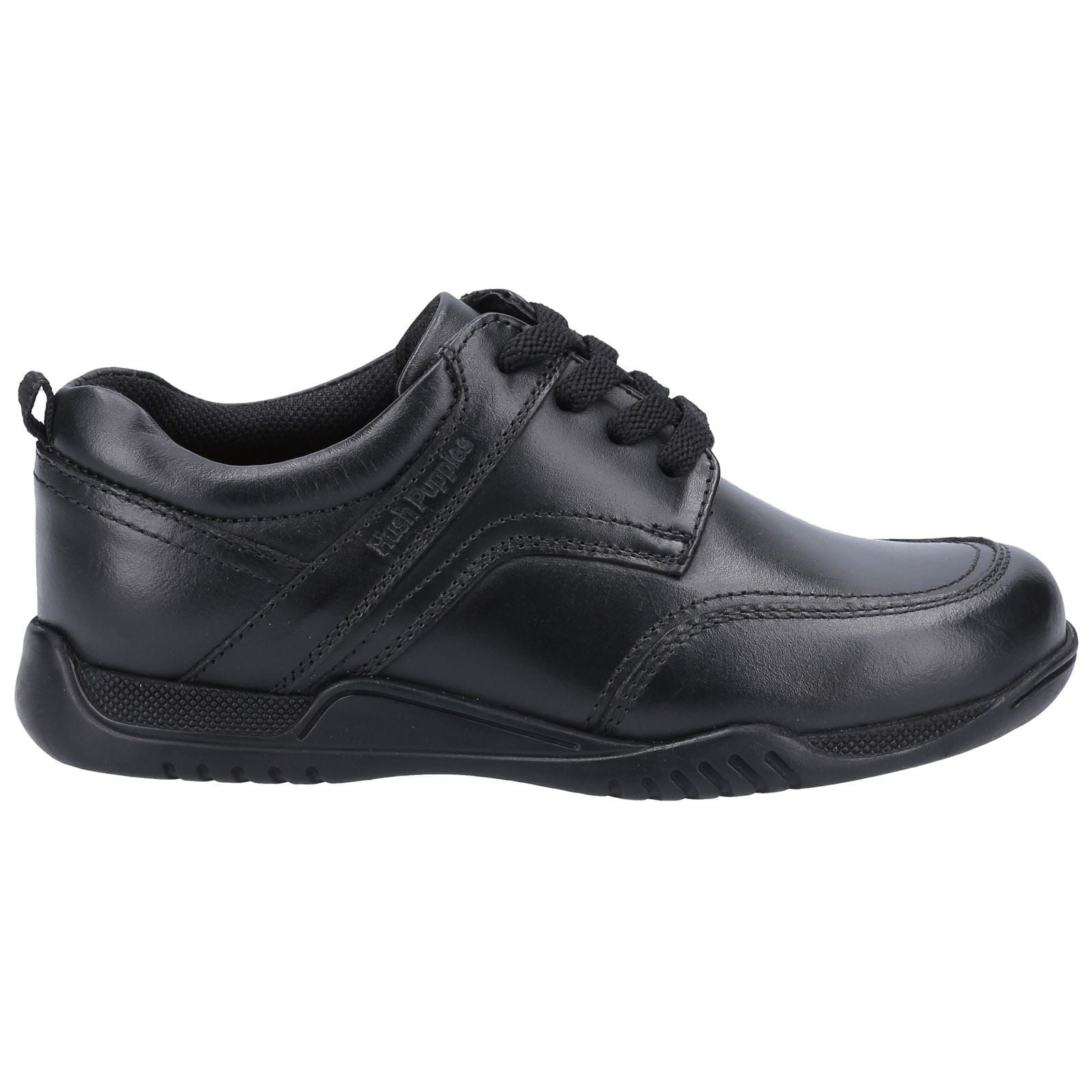 Hush Puppies Harvey Youth Black Leather Lace-Up Shoe