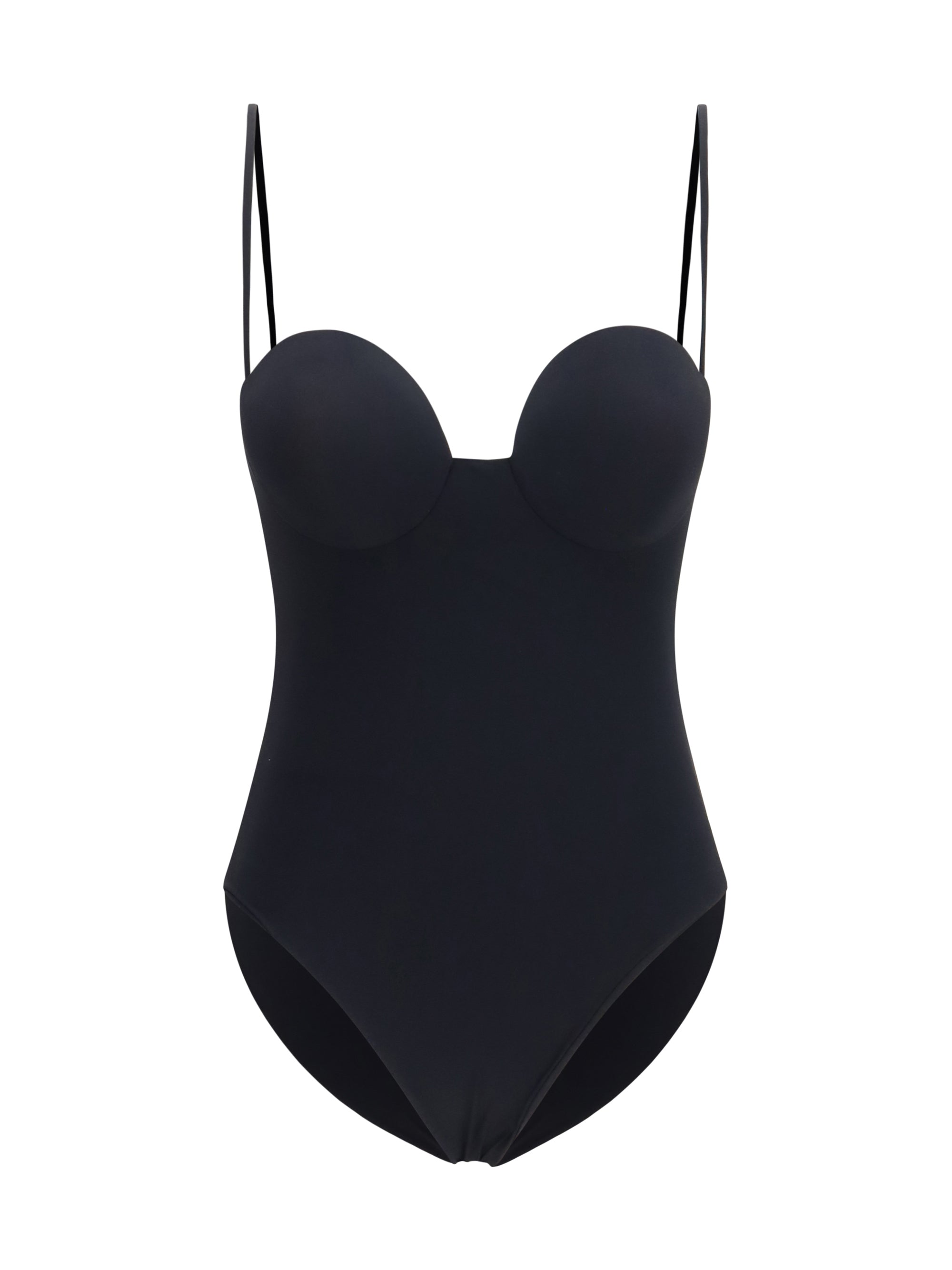 Retro Bustier One-Piece Swimsuit — Black