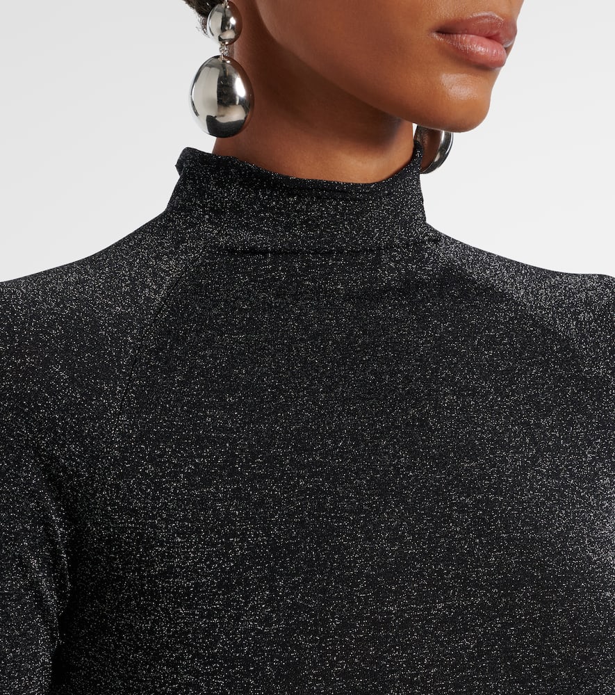 Lamé turtleneck maxi dress