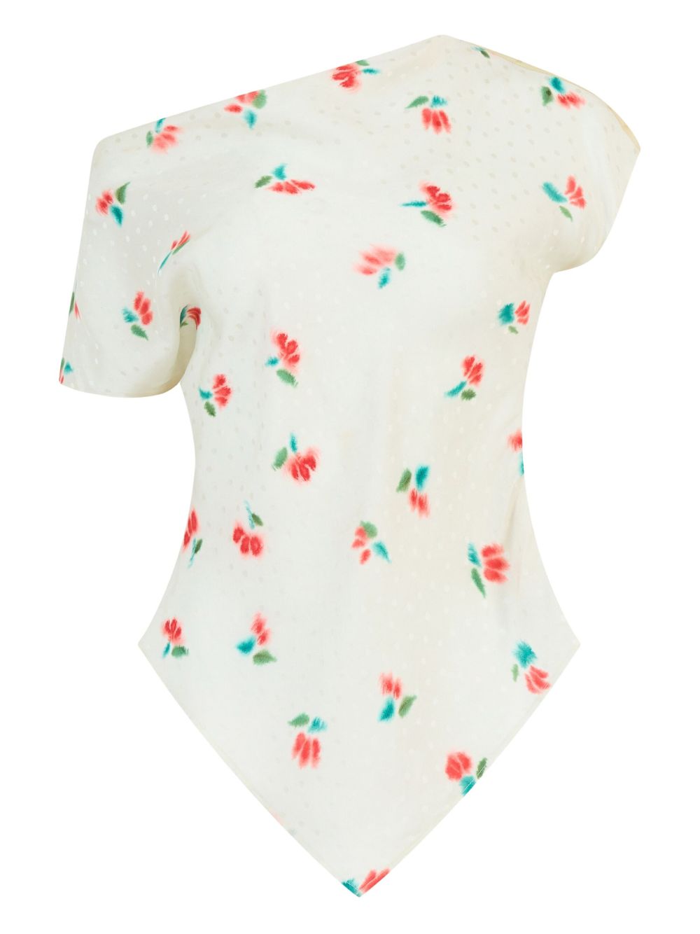 Tulip Jacquard silk T-shirt - White