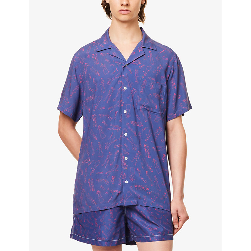 Arrels Barcelona 남성 Mens Navy Dance Richard Short-sleeve Woven Shirt M 75521708