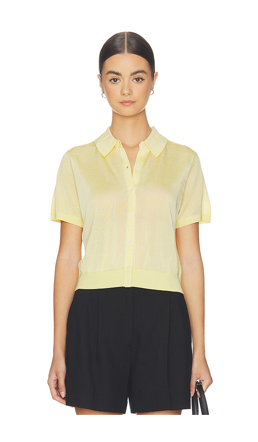 PISTOLA Lucca Short Sleeve Polo Sweater Top in Lemon. - L also in M, S