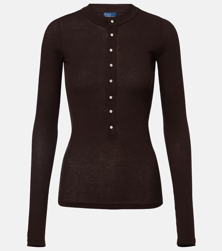 Cotton jersey Henley shirt