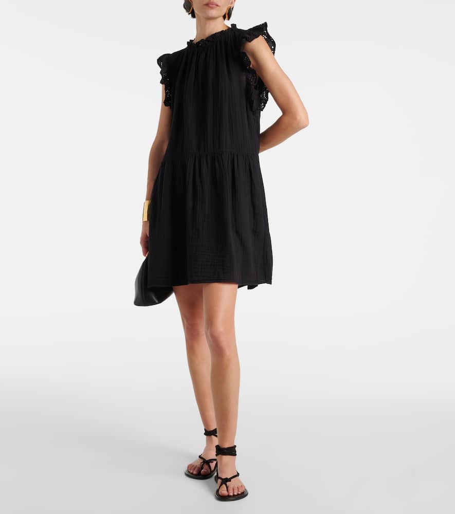 Grace lace-trimmed cotton minidress