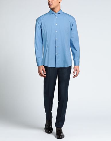 Man Shirt Light blue Size 17 ½ Cotton, Elastane