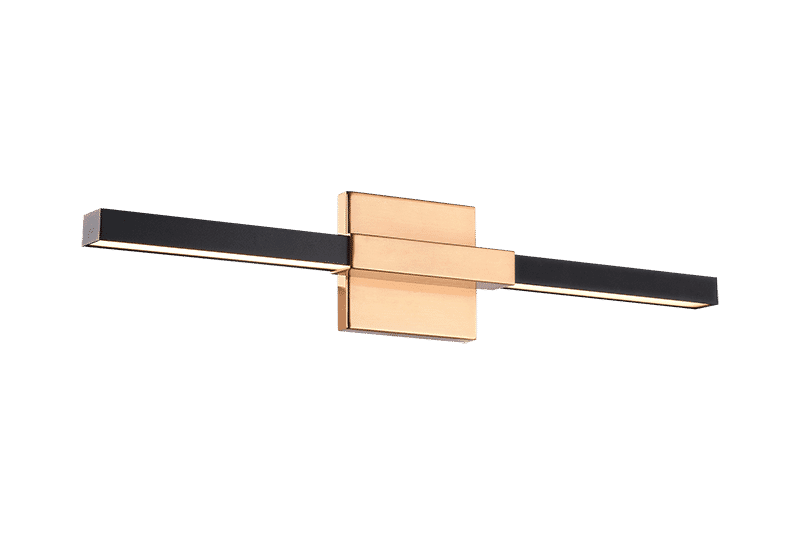 Matteo Lineare 2-Light Wall Sconce In Matte Black & Aged Gold Bra