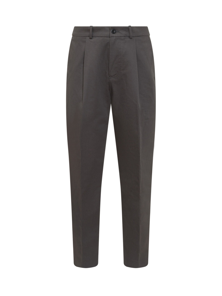 Grey Tapered Pleated Pants