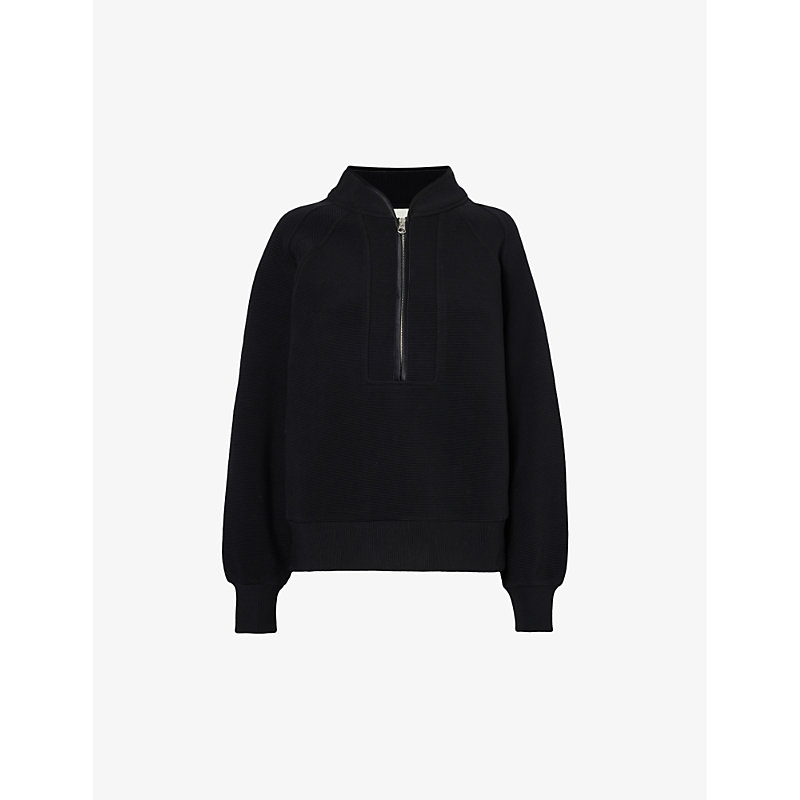 Womens Black Cortina High-neck Stretch-cotton Blend Sweatshirt 