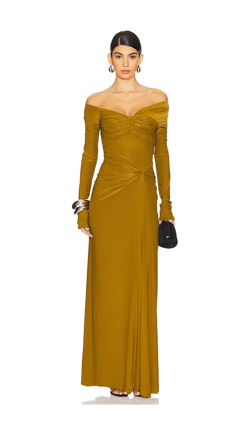 Deme by gabriella vestido largo connie en color verde oliva  M  también en