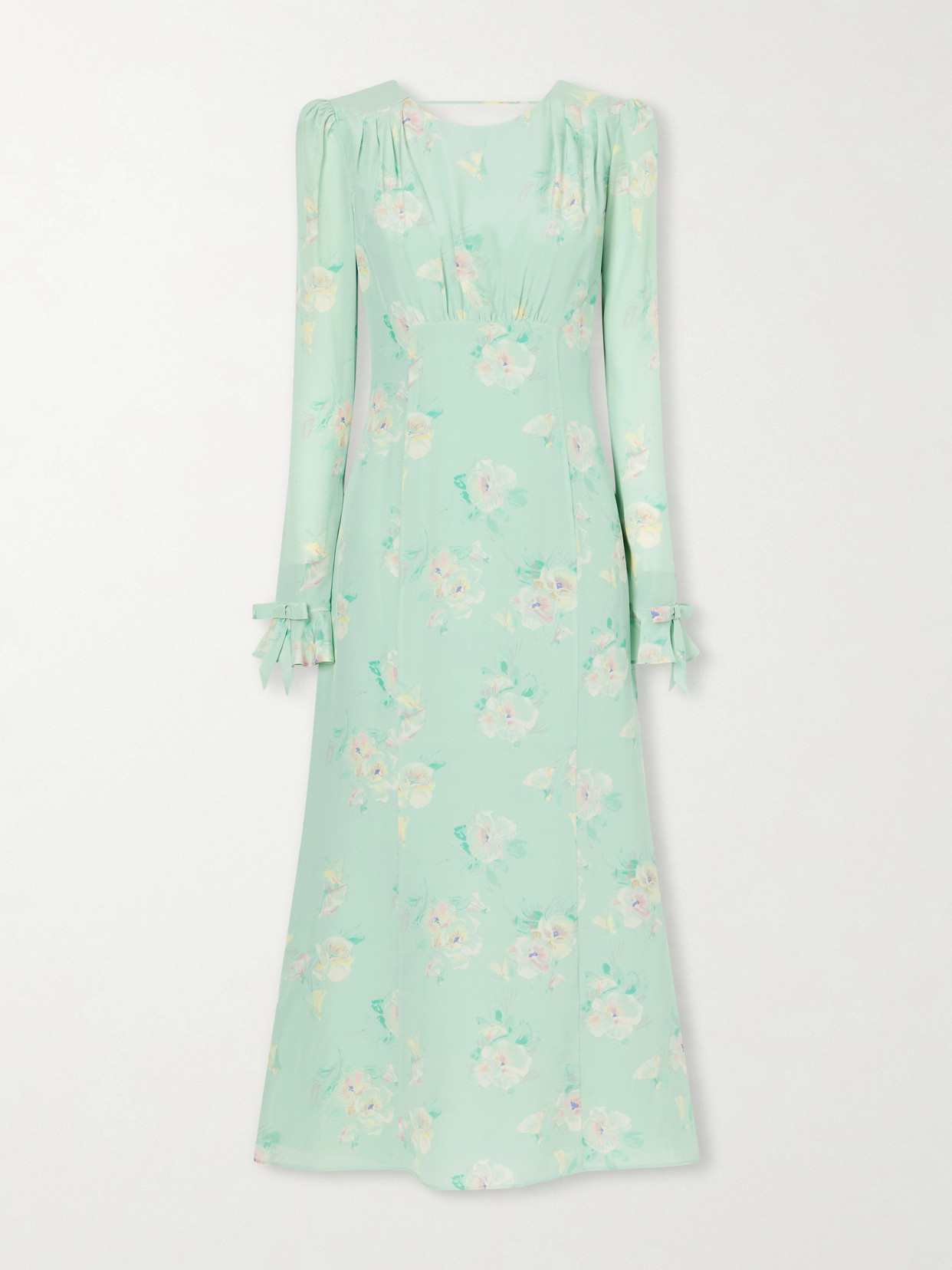Floral-print Silk Midi Dress - Green