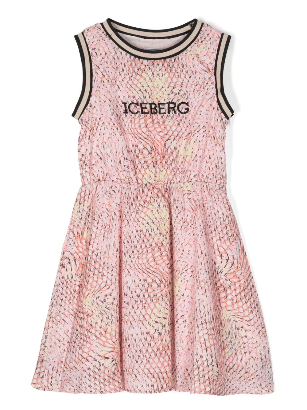 Snakeskin-print cotton dress - Pink
