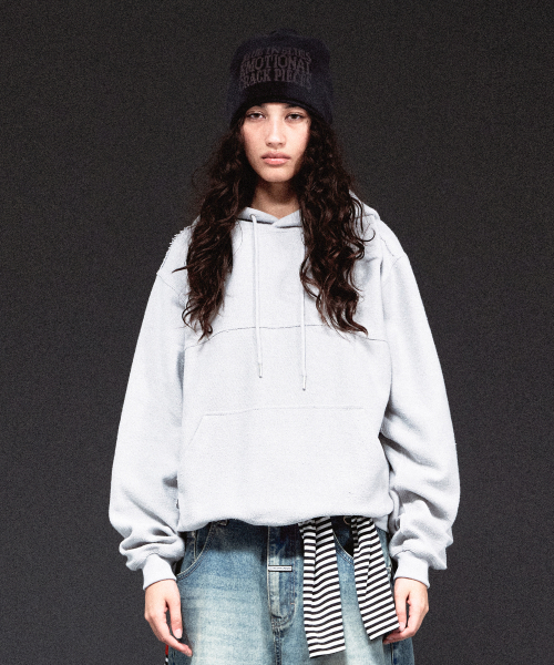 REVERSED CUT-OFF HOODIE GREY