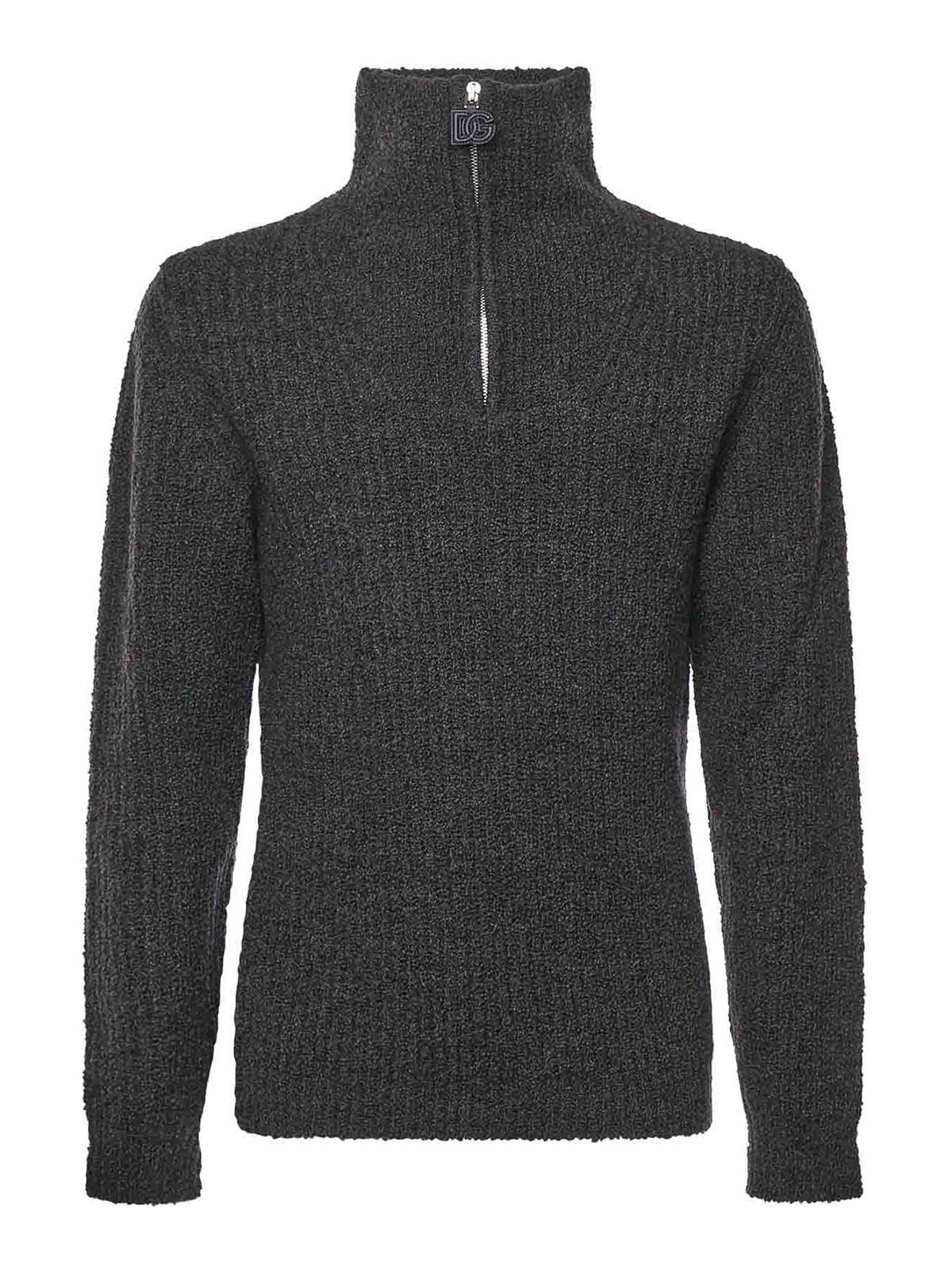 High-Neck Zip-Up Sweater