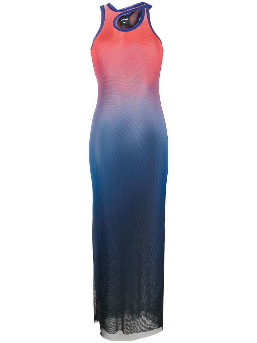 Gradient-print sleeveless mesh maxi dress - Blue