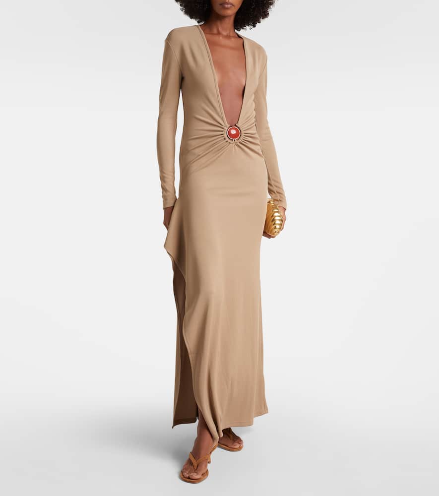 Mineral Stone embellished jersey maxi dress