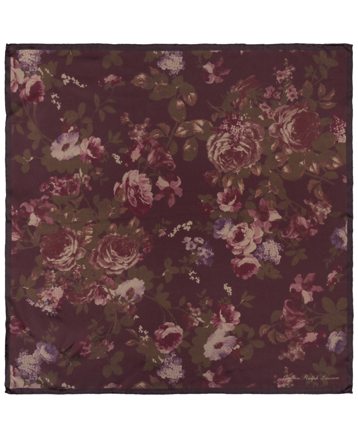 Floral Small Square Scarf - Dark Garnet