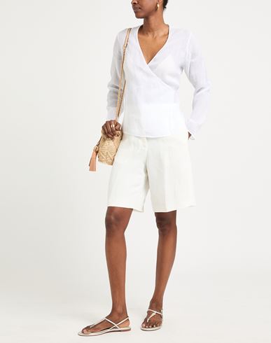 Woman Top White Size L Ramie