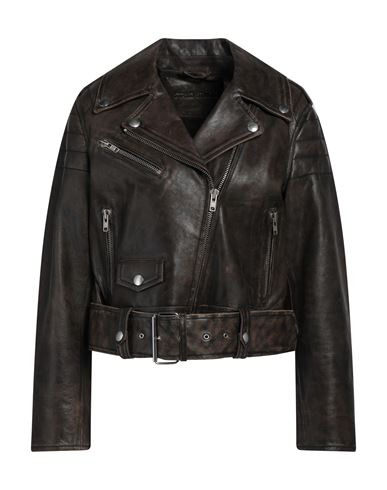 Stand Studio Woman Jacket Dark brown Size 6 Cow leather