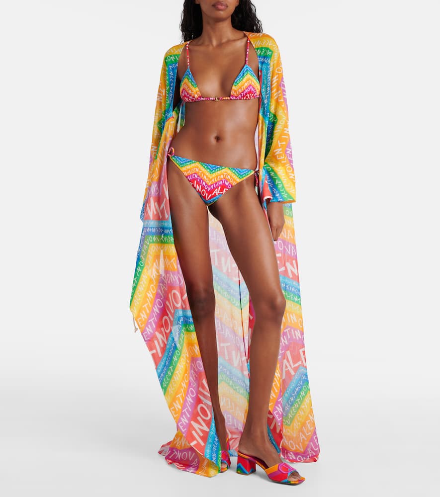 Logo cotton-blend beach cover-up