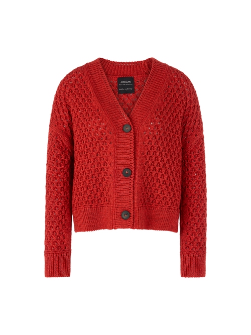 Marc Cain Ajour cardigan Knitted in Germany, red, 34 N
