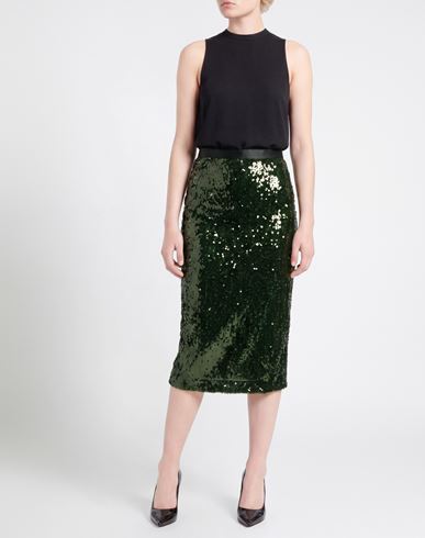Woman Midi skirt Dark green Size 10 Polyester